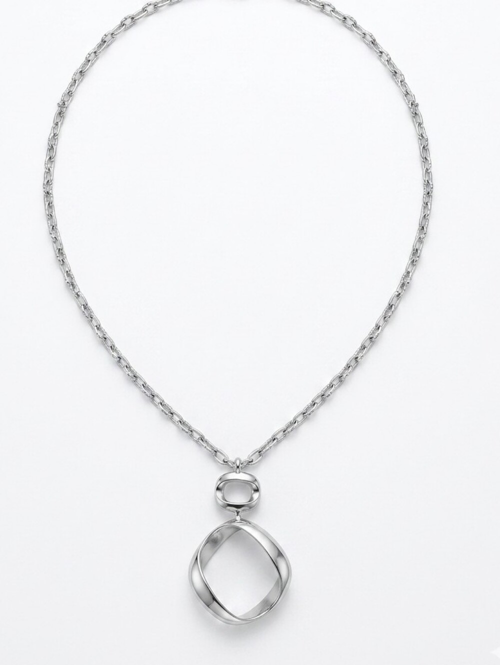 Fossil Abstract Geometric Mobius Pendant Necklace